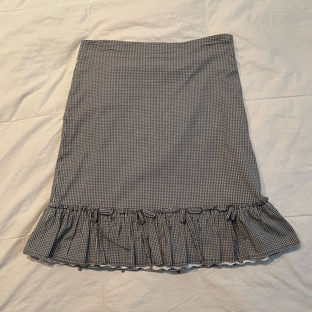 Odille Anthropologie Black White Gingham Checkered Skirt Size 8 EUC